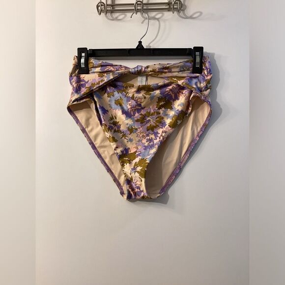 Zimmerman Bikini-Slip Knot High Waist Purple Multi Floral Bikini Bottom Size 8 - Picture 2 of 16